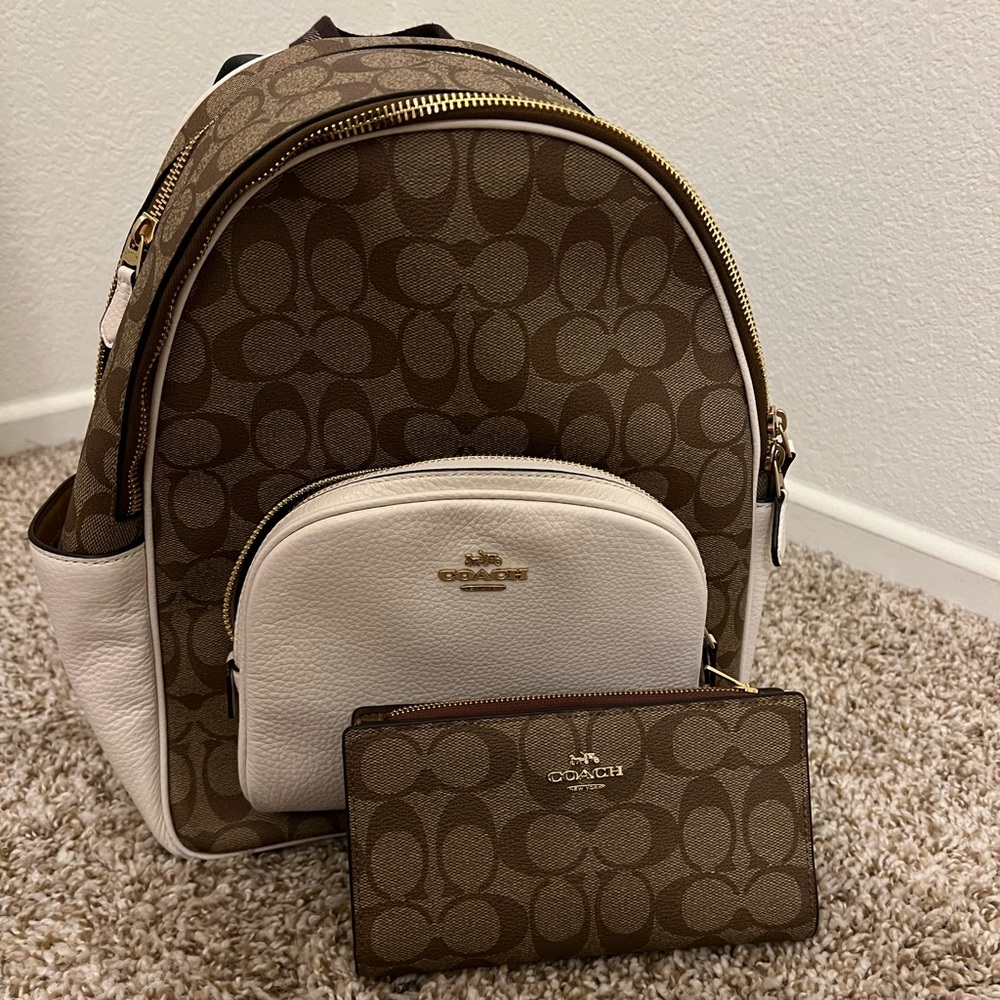 *****SOLD****** Coach Signature Backpack Purse with matching wallet
